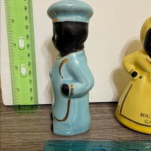 Ceramic Chef and Lady Salt & Pepper Shakers - Blue and Yellow